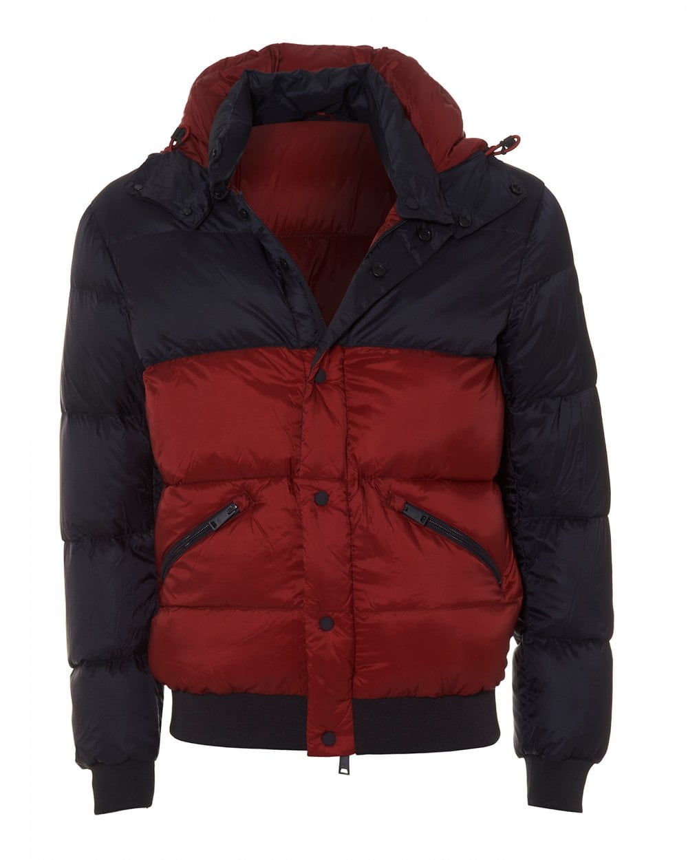 EMPORIO ARMANI Down Filled Navy Red Hooded Puffa Jacket | Tucksons